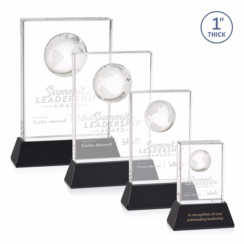 Ambassador Globe Award on Base - Black