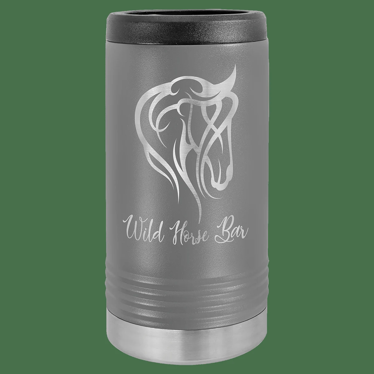Dark Gray Laser Engraved Polar Camel Slim Beverage Holder, custom koozie with logo imprint 1
