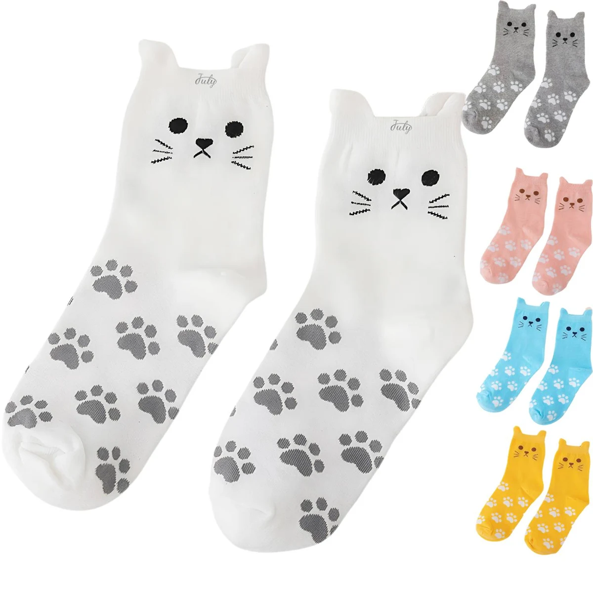 Women's Cat Ear Mid Calf Socks 1