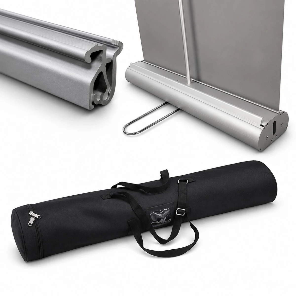 Premium Retractable Banner Hardware for Double sided graphics, Aluminum Base, Graphics not included 1