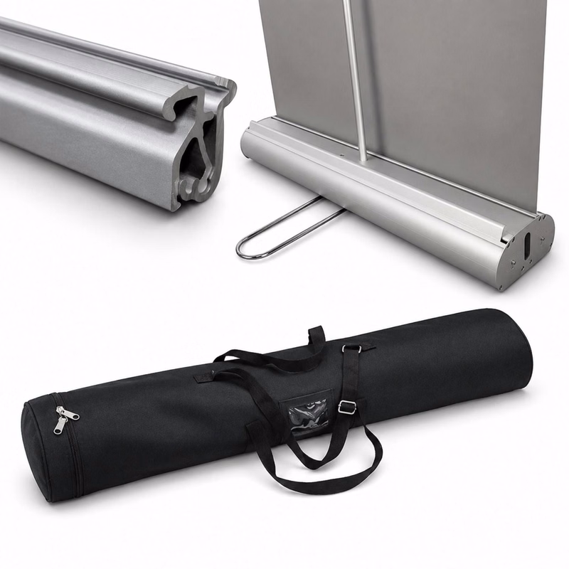 Premium Retractable Banner Hardware for Double sided graphics, Aluminum Base, Graphics not included