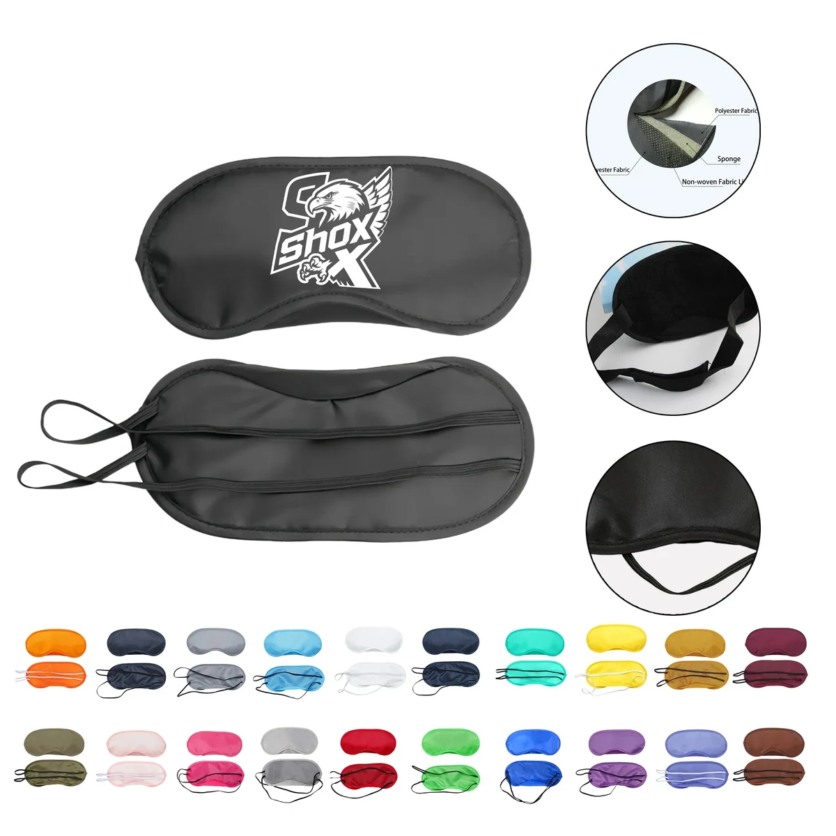 MOQ 20 Full Color Polyester Shade Sleep Eye Mask 1