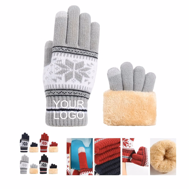 Touchscreen Gloves 9.85 inches with Snowflake Print, Customizable with Logo