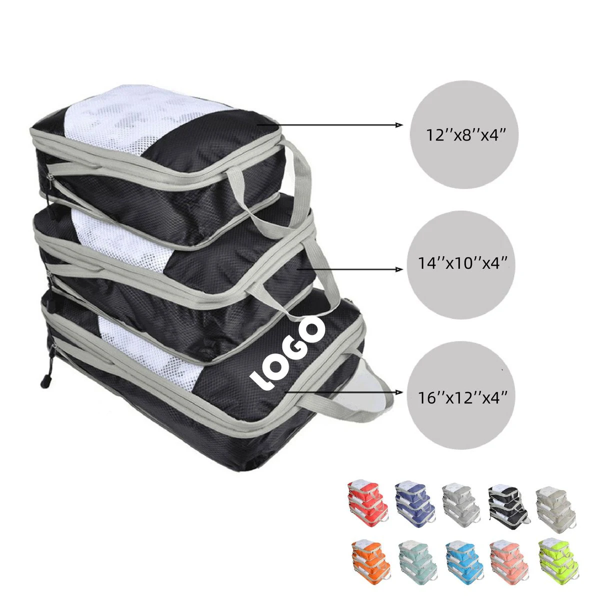 Nylon 3-Piece Travel Compression Clothing Bags Packing Cubes 1