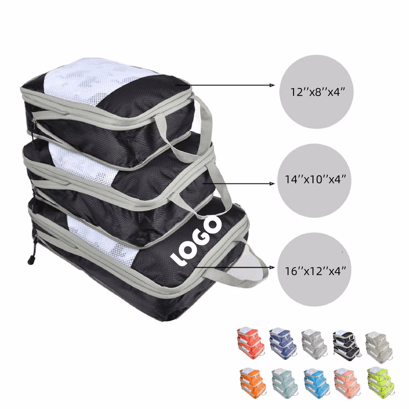 Nylon 3-Piece Travel Compression Clothing Bags Packing Cubes