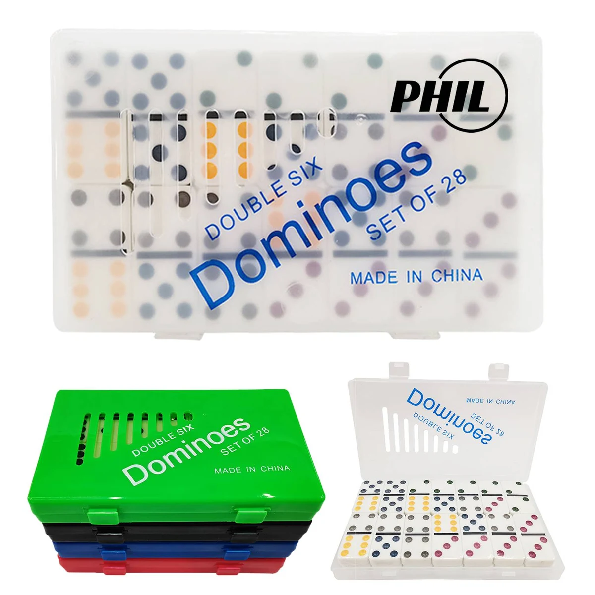 Double Six Standard Dominos Set 28 Tiles With Plastic Case 1