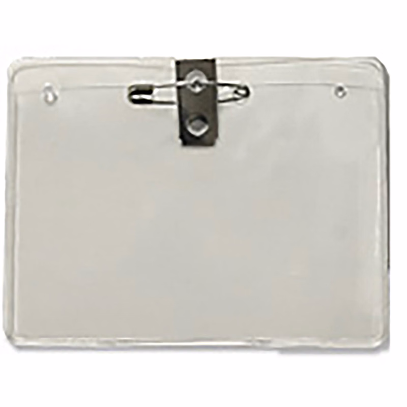 3x4 inch Horizontal Vinyl Badge Holder with Safety Pin & bulldog clip