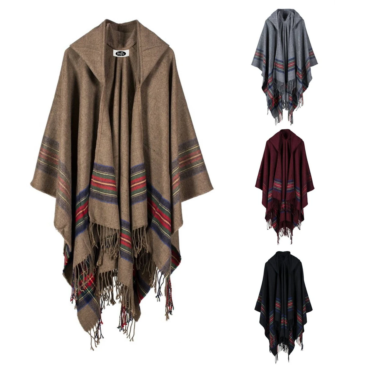 Fashionable Striped Shawl with Luxurious Tassels 1