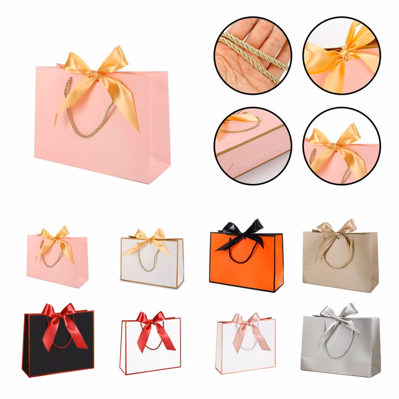 Bow Closure Cardstock Gift Bag