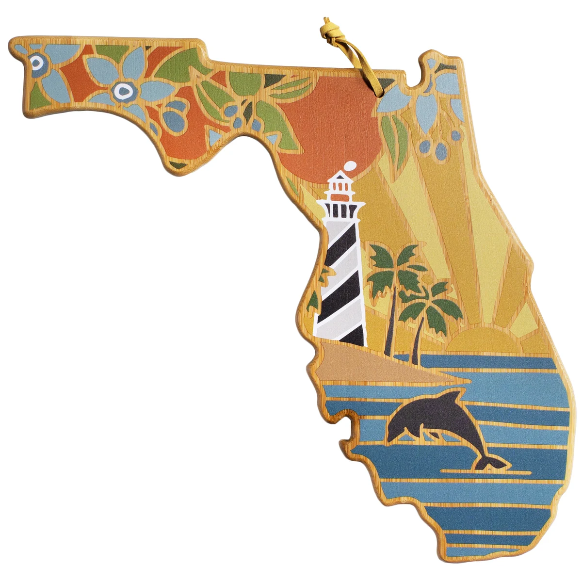 Florida State Shaped Cutting and Serving Board with Artwork by Summer Stokes 1