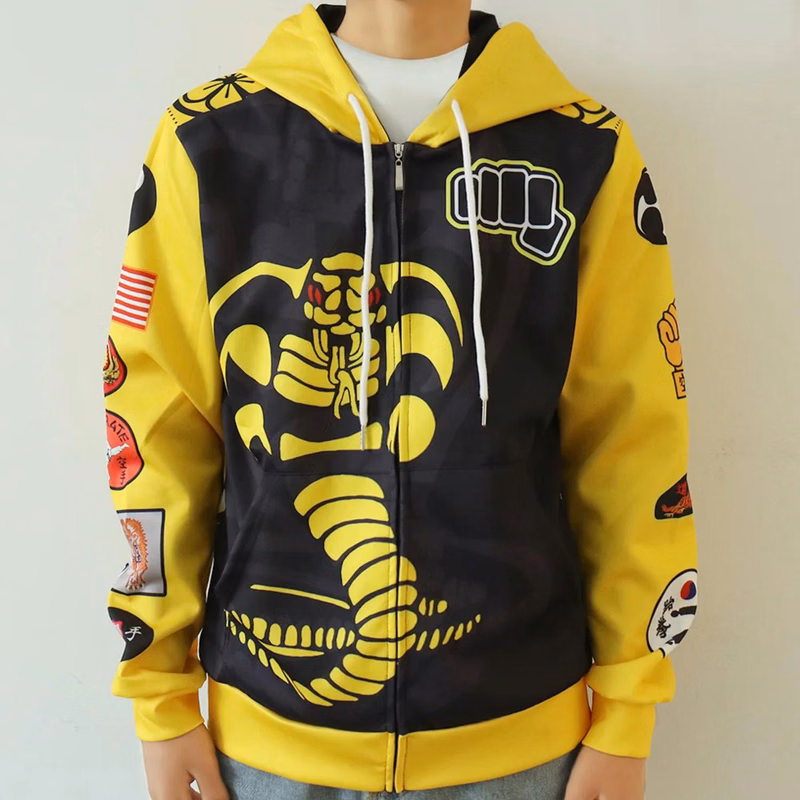 75D Milk Silk Fluorescent Digital Print Men's Zipper Hoodie w/ Pocket - 7.4 oz