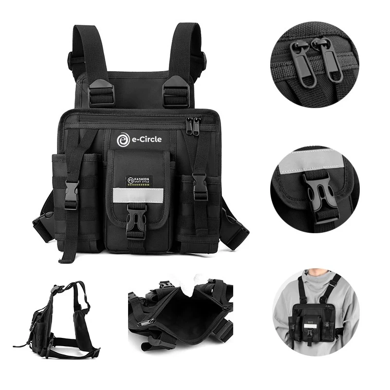 Multifunctional Nylon Chest Rig Bag With Reflective Stripe 1