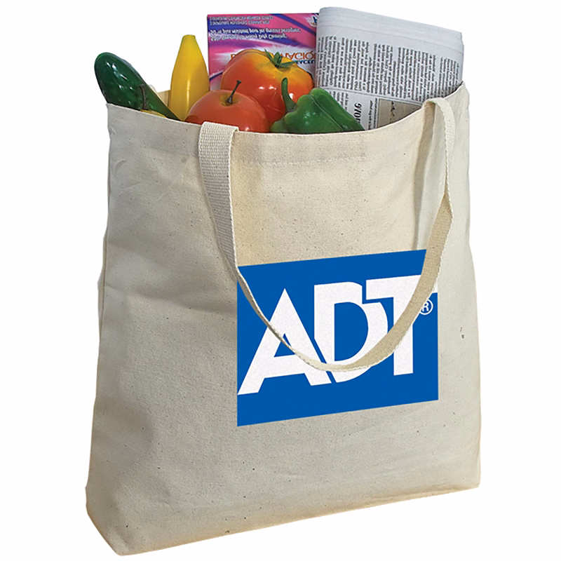 10 oz Cotton Canvas Tote Bag: 18" W x 15.5" H x 4" D