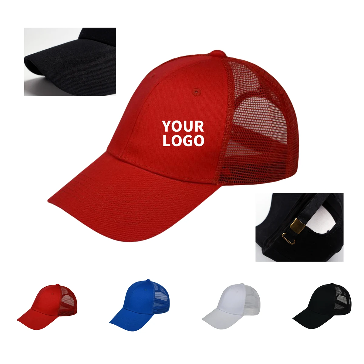 Mesh Snapback Trucker Hat Adjustable Fit 24.4" Circumference 1