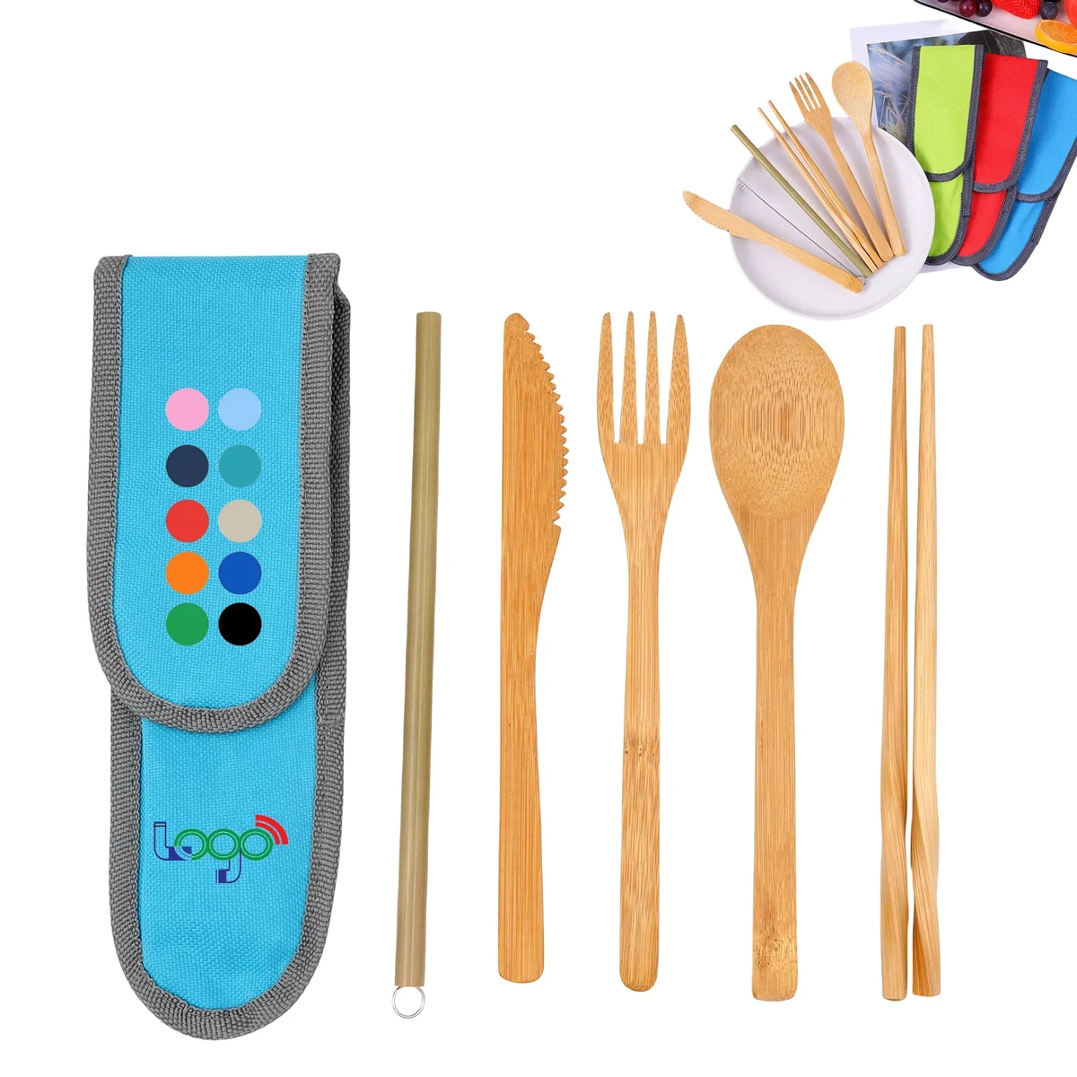 Custom Logo Bamboo Tableware Portable Set Outdoor Camping 1