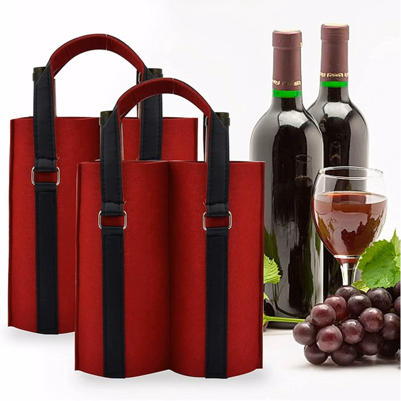 Felt 2 Bottle Wine Carrier Tote Gift Bags
