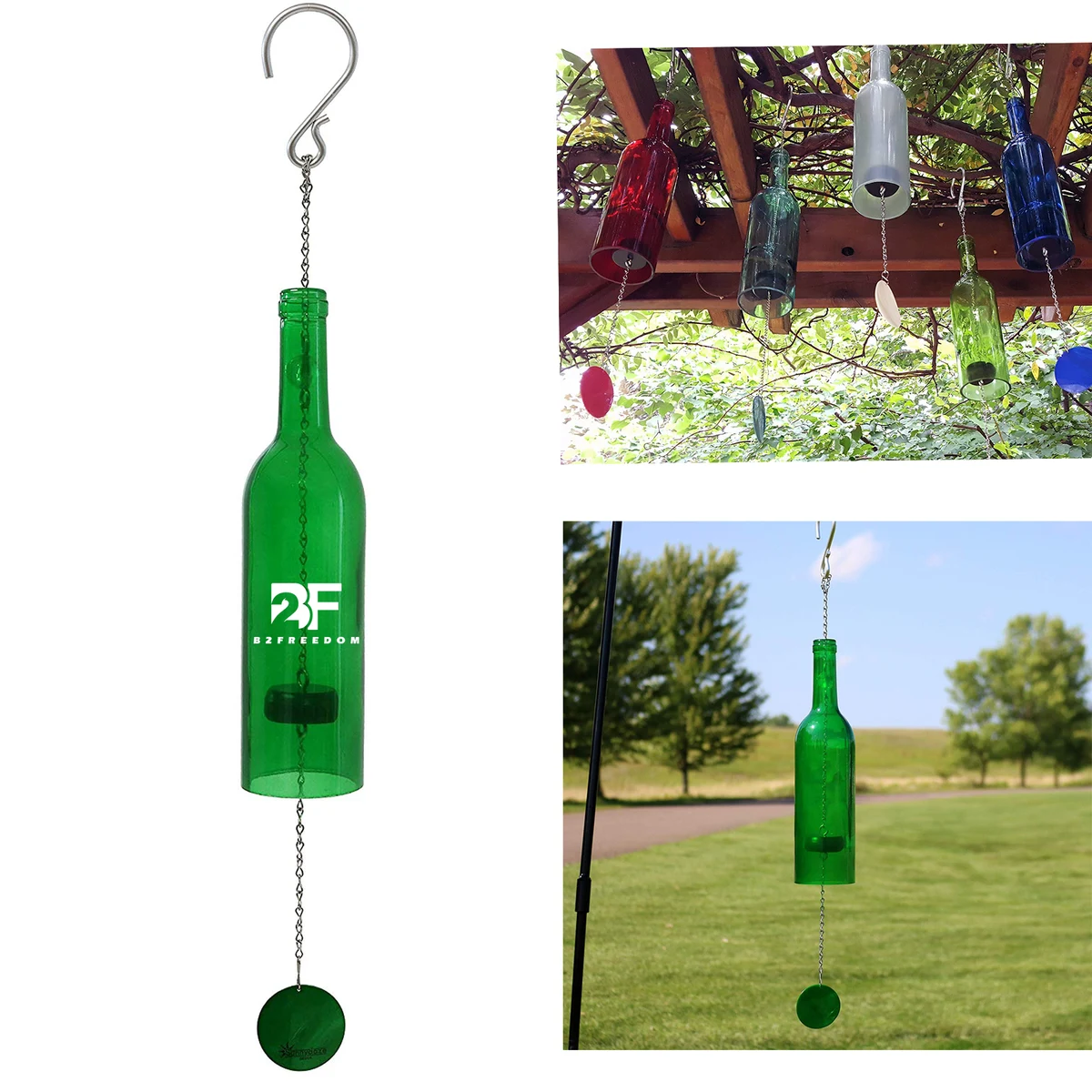 25 Inches Glass Wine Bottle Wind Chime 1