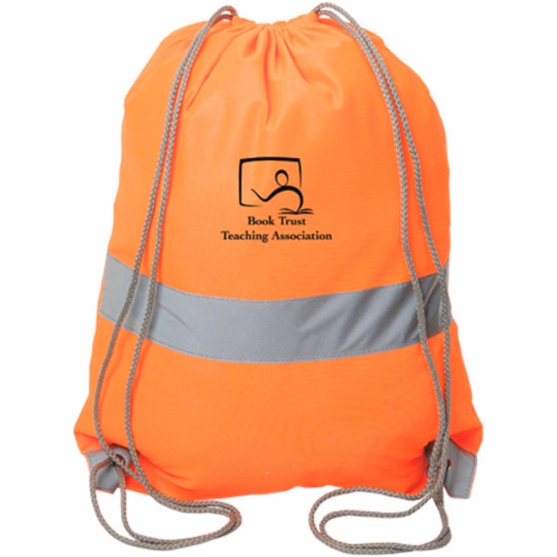 Sports Cinch Bag Reflective Tape Safety Drawstring Backpack