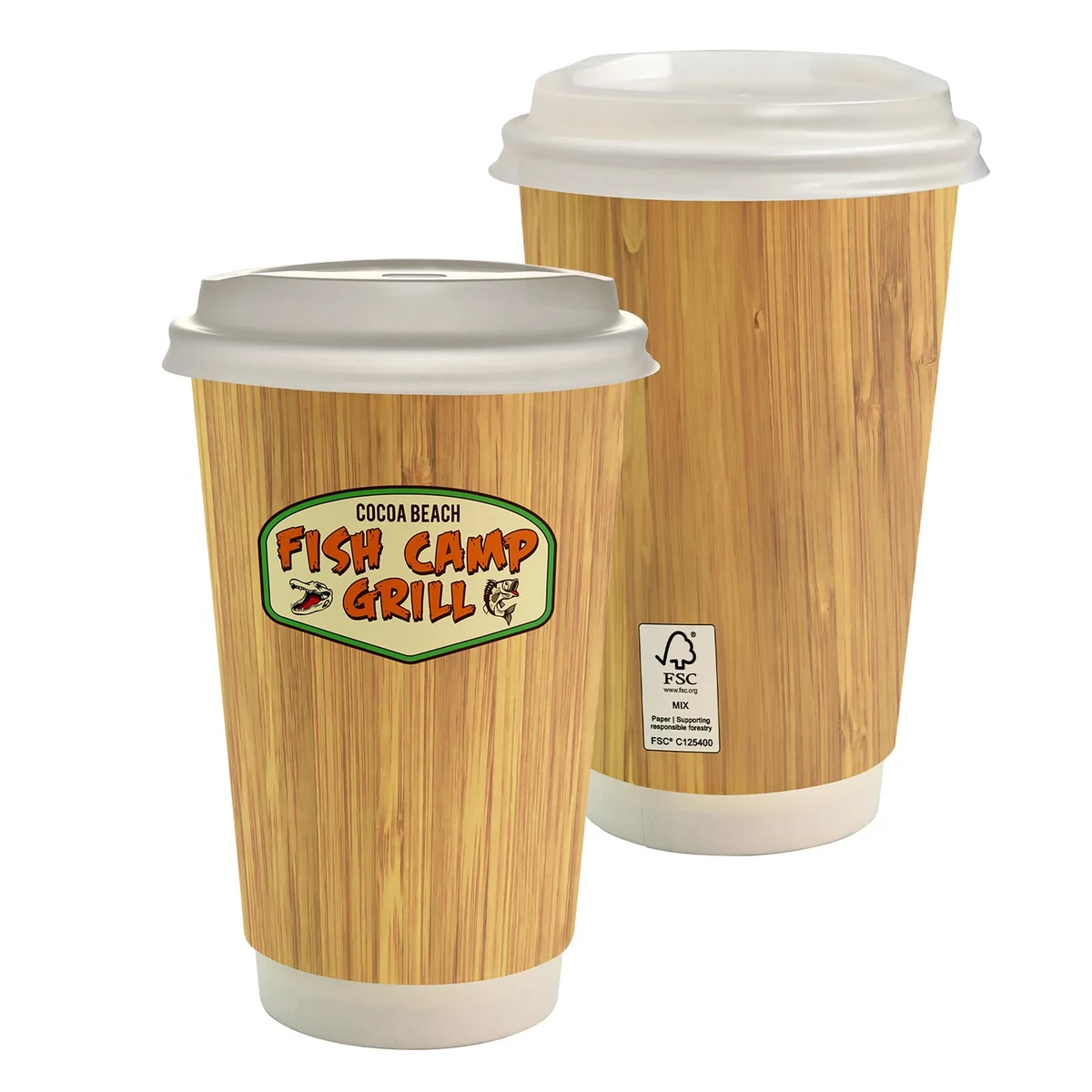 16 oz. Full Color Bamboo Pattern Paper Cup With Lid 1