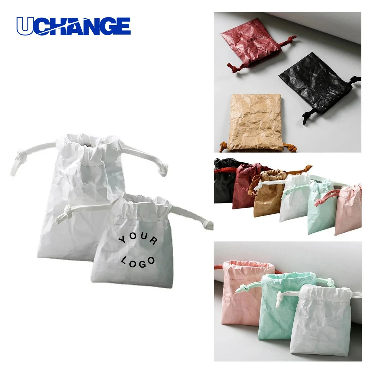 Lightweight Tyvek Mini Pouch with Drawstring Bag 1