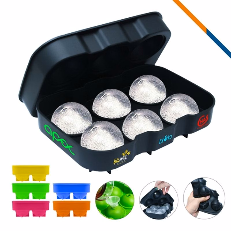 Silicone Ice Cube Trays Sphere Ice Ball Maker w/Lid