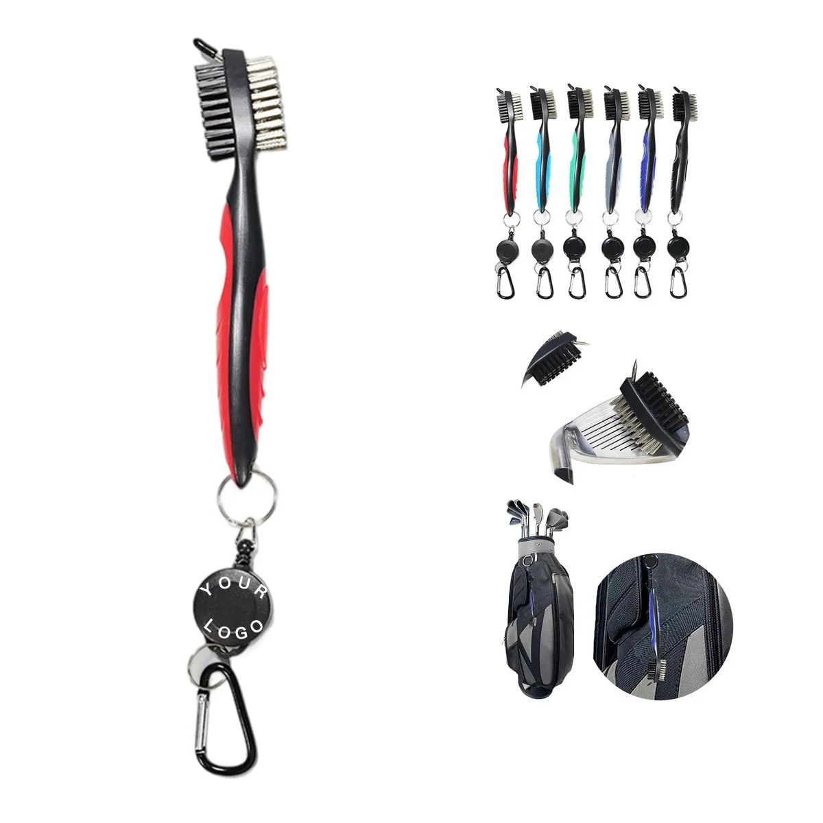 Plastic Golf Brush with Wire and Nylon Bristles 1