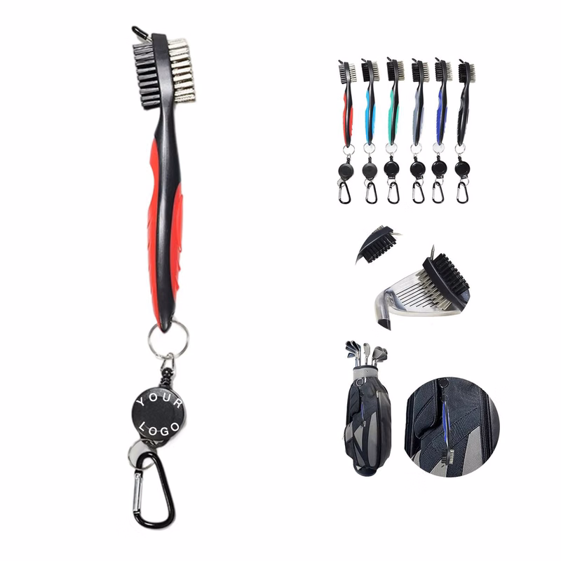 Plastic Golf Brush with Wire and Nylon Bristles
