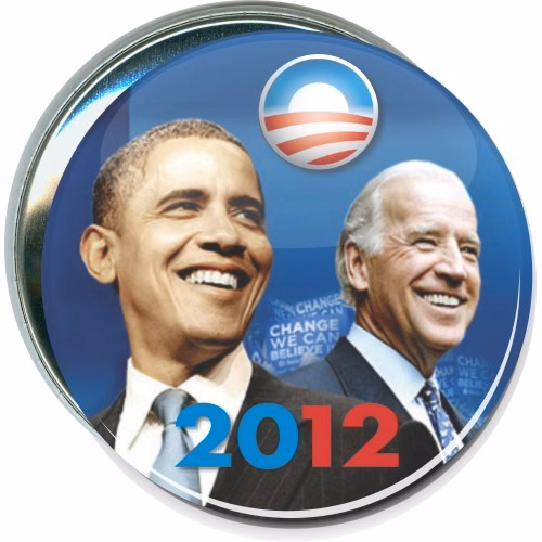 Obama, Biden, 2012, Blue, Political Button
