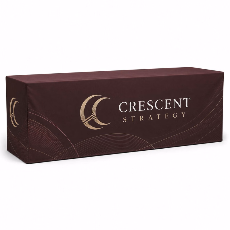 24Hr Express Ship - Sublimated PREMIUM Box Style Fitted Table Cloth, 8' Table, 4 sided
