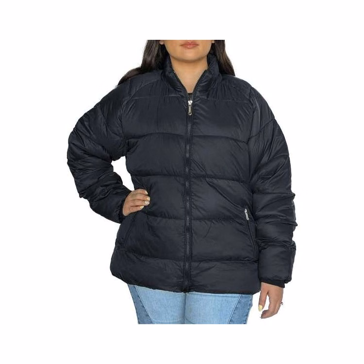 Women's Solid Puffer Jackets Black Small