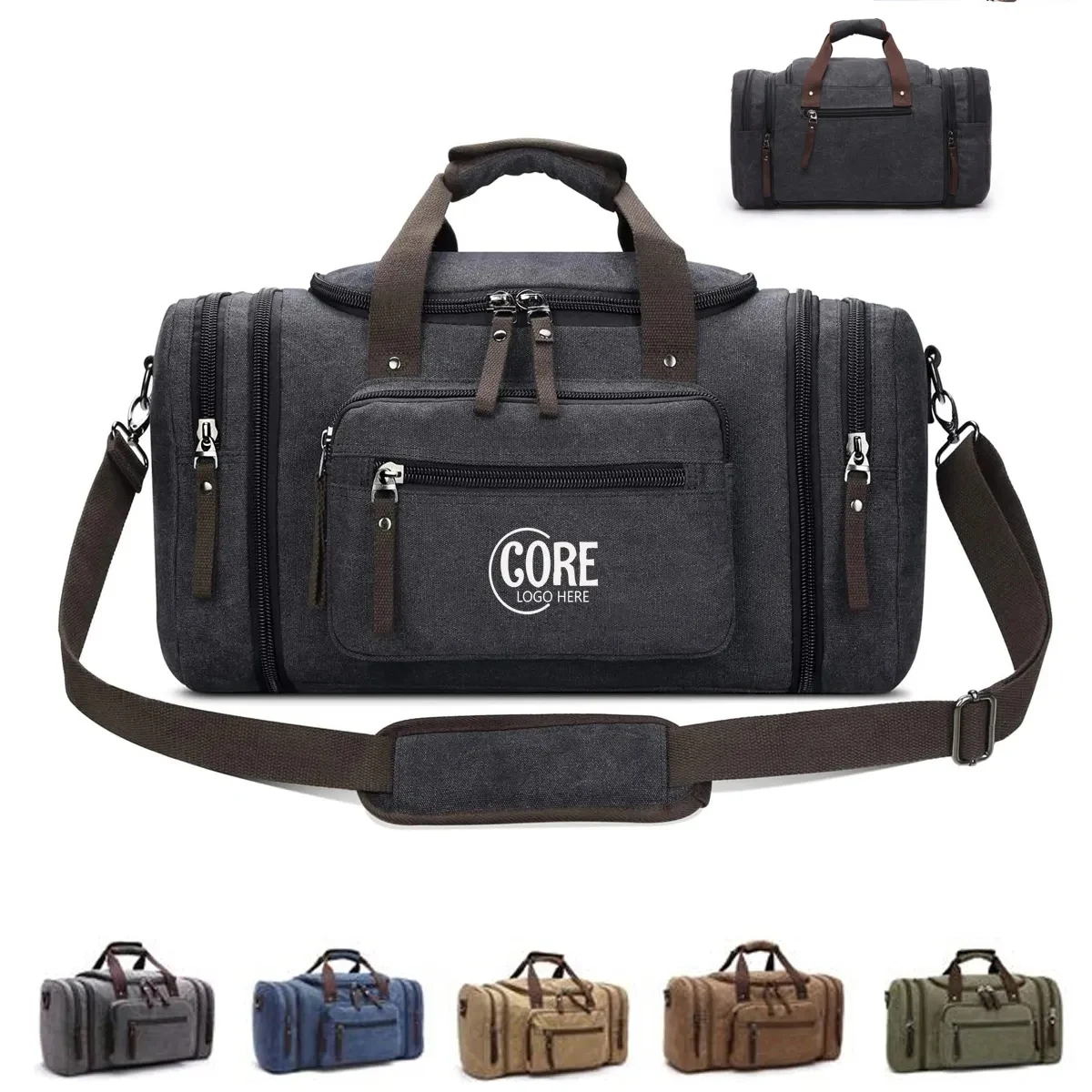 Canvas Travel Duffle Bag With Shoulder Strap 1