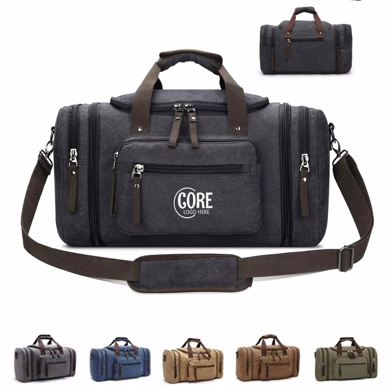 Canvas Travel Duffle Bag With Shoulder Strap