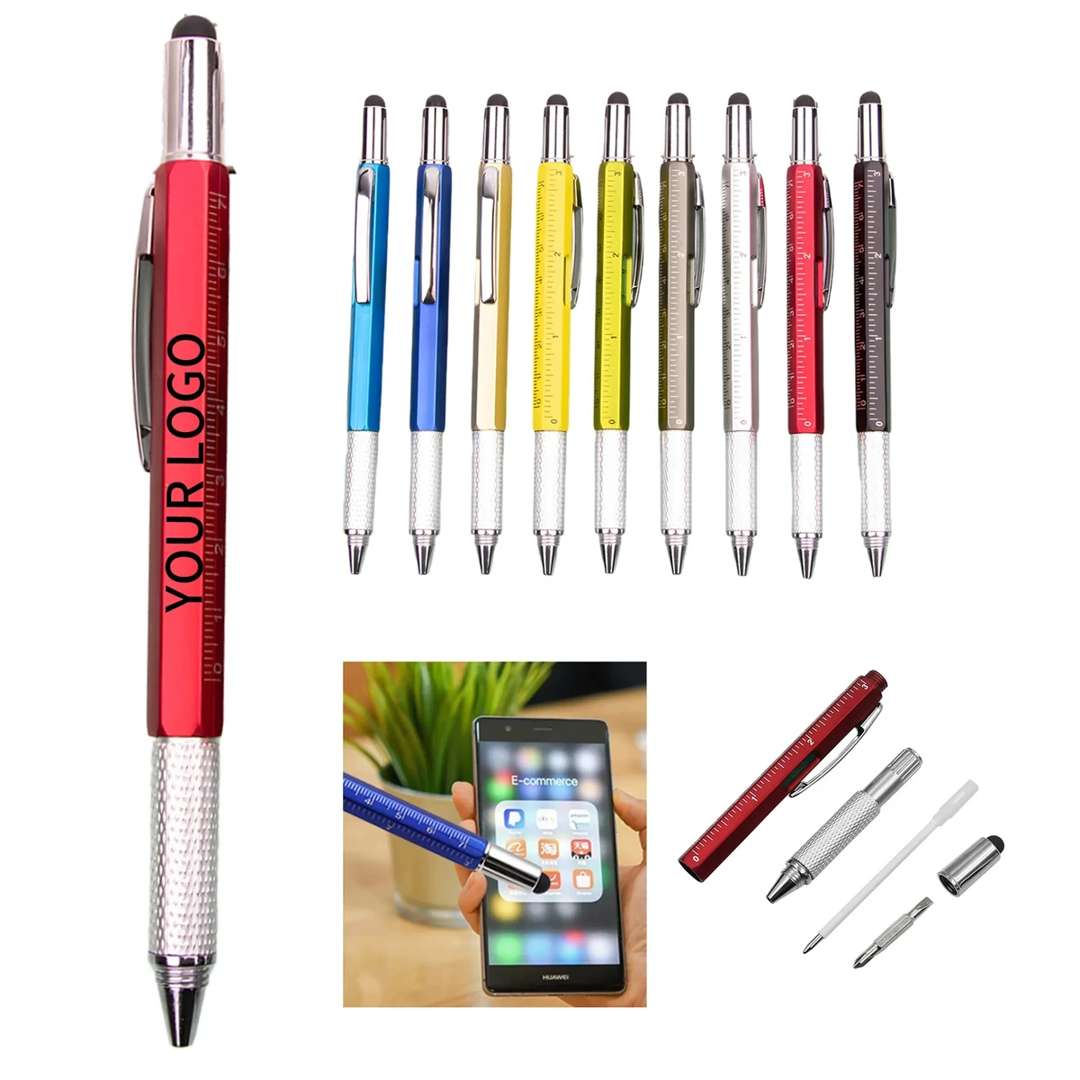 Stylus Tool Pen with Screwdrivers and Level 1