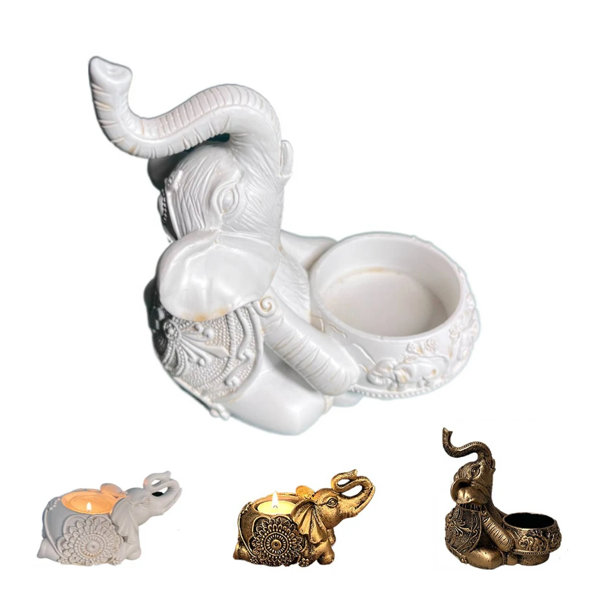 Exquisite Resin Elephant Candle Holder 1