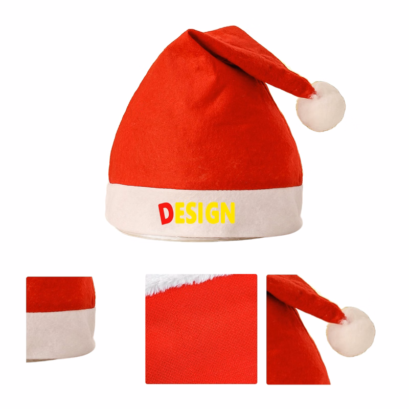 MOQ50 Children Cartoon Santa Hat Plush Trim Customization
