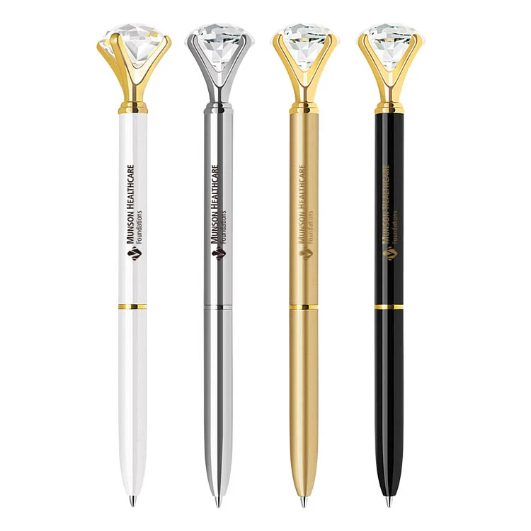 Diamond crystal twist action metal ballpoint pen 1