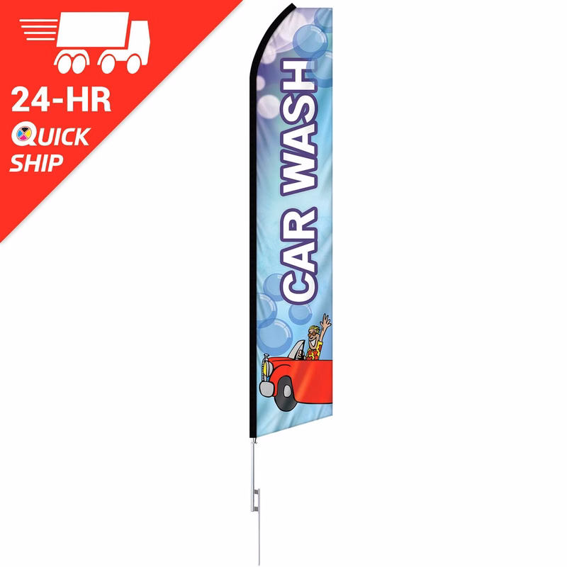 24 - Hour 12' Digitally Printed Custom Swooper Banner w/ 15' Swooper Pole
