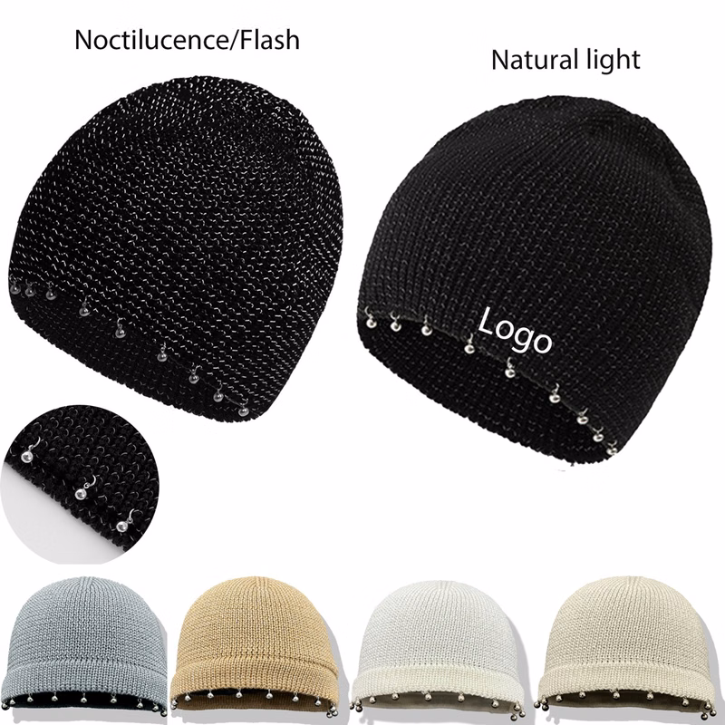 Sparkling Beaded Lurex Beanie Lit Skull Cap