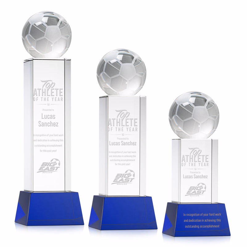 Soccer Ball Award on Belcroft Base - Blue
