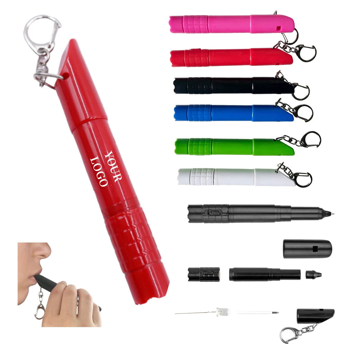 LED Whistle Ballpoint Pen Keychain Portable, custom pen with logo imprint 1