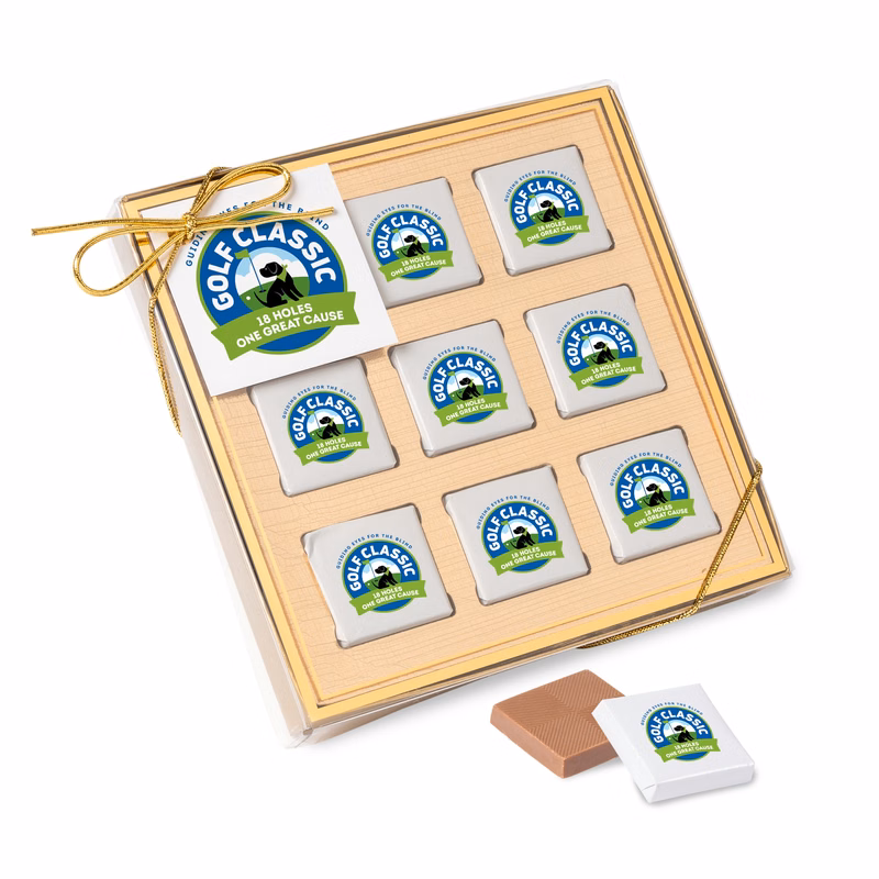 Nine Piece Chocolate Foiled Square Gift Box-Full Color
