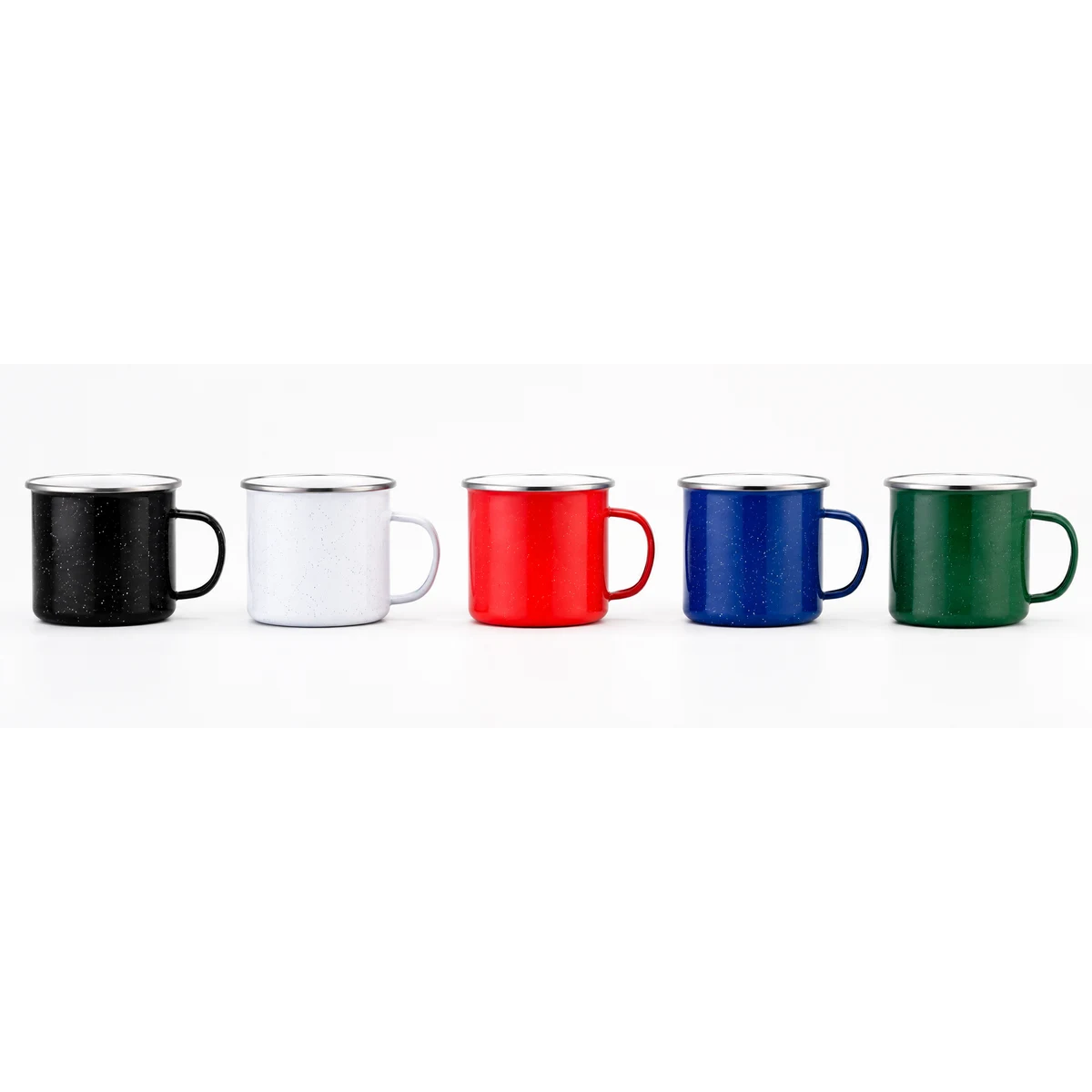 16 oz. White Enamel Mug with Stainless Steel Rim 1