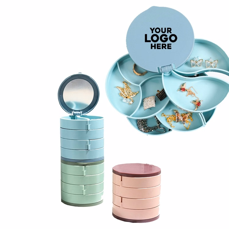 Four-layer 360-degree rotating jewelry box on the desktop