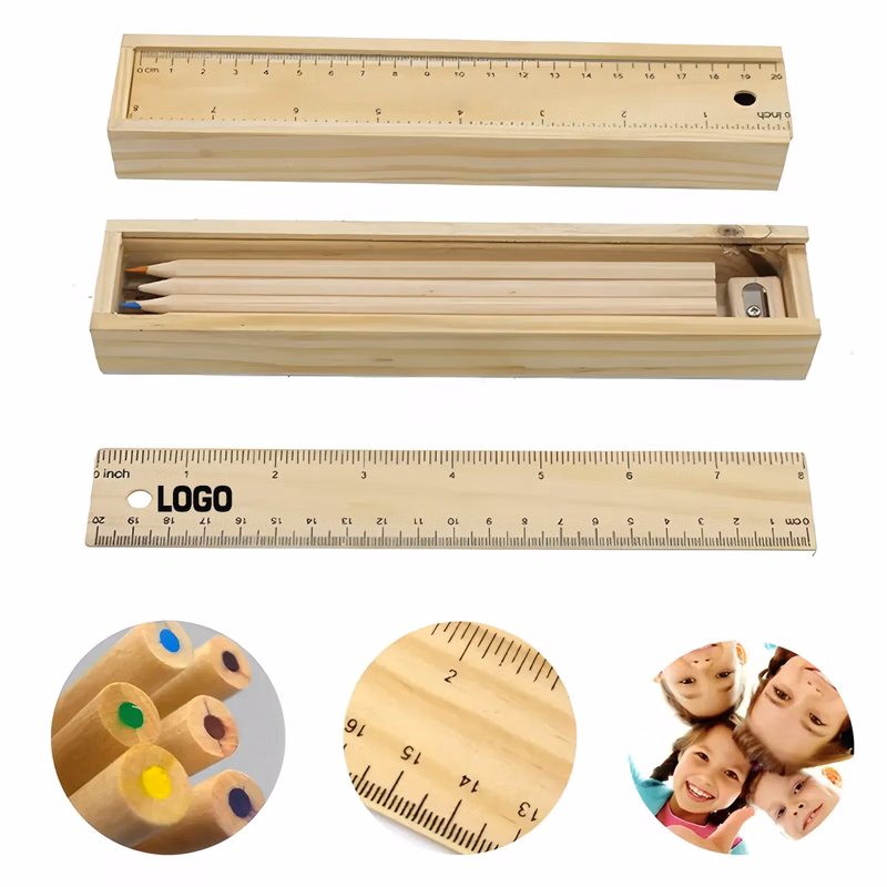12 Piece Colored Pencil Set in Wooden Box
