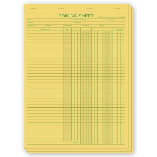 Pricing sheets 1