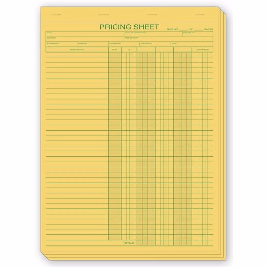 Pricing sheets