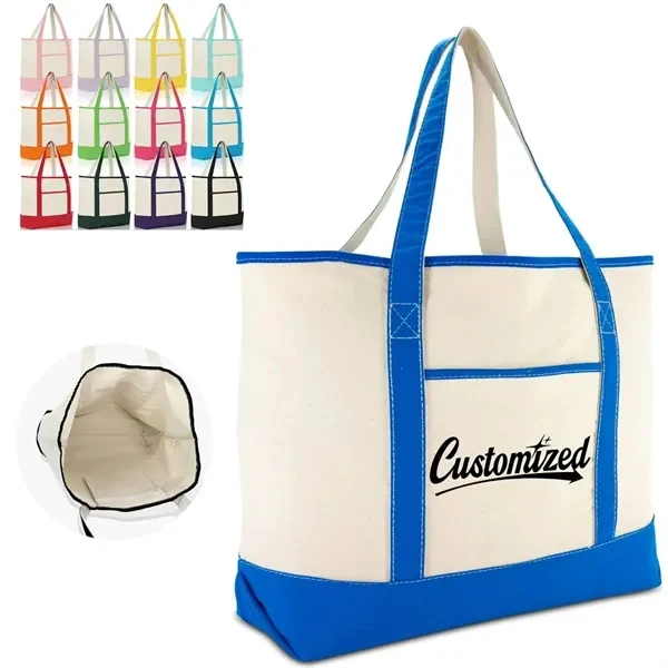 Custom Canvas Boat Tote Bag with Reinforced Bottom — Professional Event Giveaway, custom tote bag with logo imprint 1