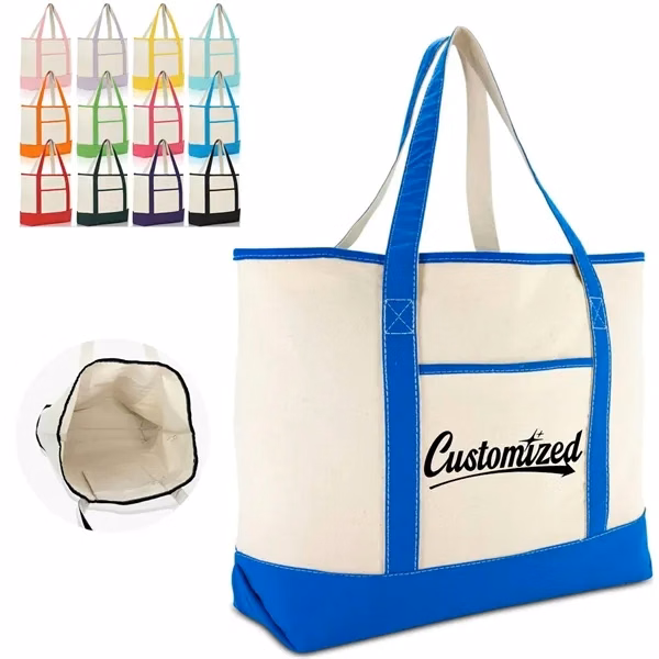 Custom Canvas Boat Tote Bag with Reinforced Bottom — Professional Event Giveaway
