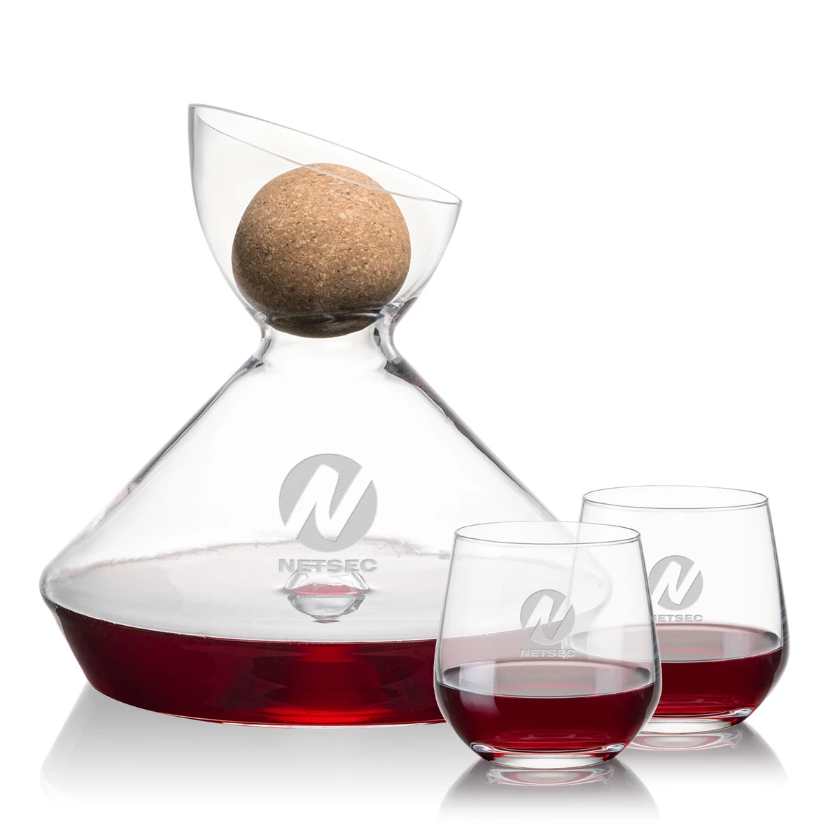 Woodbury Carafe w/Cork Stopper & Garland Stemless Wine 1