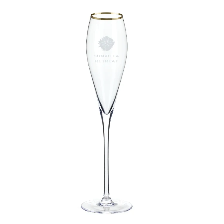 Viski® Gold-Rimmed Crystal Champagne Flute 1